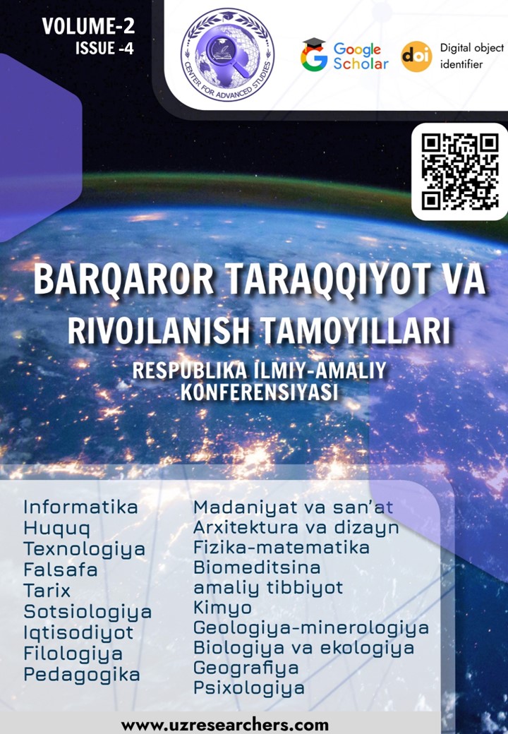 					View Vol. 2 No. 4 (2024): Barqaror Taraqqiyot va Rivojlanish Tamoyillari
				